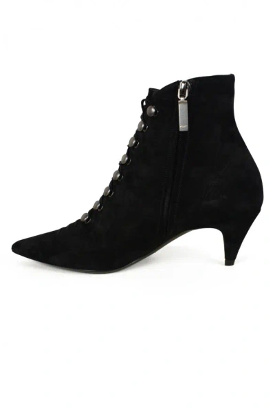 Saint Laurent Mid Heel Pointed Toe Boots In Black
