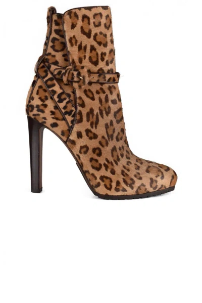 Ralph Lauren Recelle Leopard-print Boots In Brown