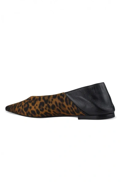 Saint Laurent Brown Ballerinas With Leopard Motif And Foldable Buttress In Fabric Woman In Animal Print