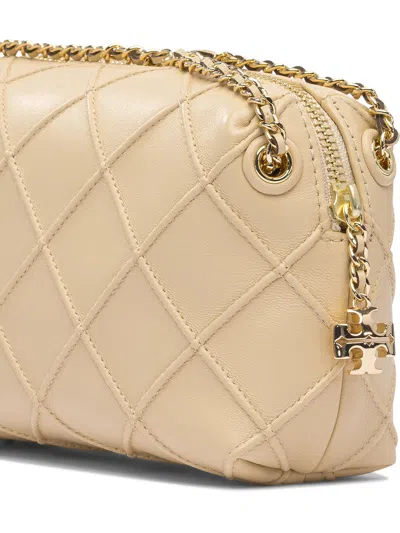 Tory Burch Borsa Crossbody Fleming Small In Pelle Trapuntata Colore Vaniglia In White
