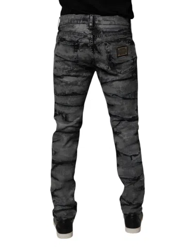 Dolce & Gabbana Gray Tie Dye Cotton Skinny Men Denim Men's Jeans