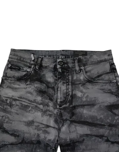 Dolce & Gabbana Gray Tie Dye Cotton Skinny Men Denim Men's Jeans