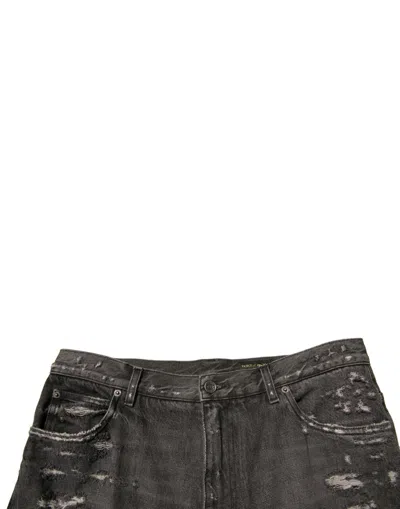 Dolce & Gabbana Gray Tattered Cotton Straight Men Denim Men's Jeans In Black