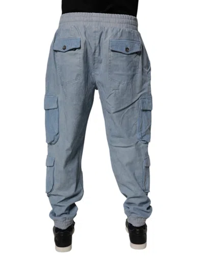 Dolce & Gabbana Light Blue Cotton Jogger Cargo Men Denim Pants In Blue