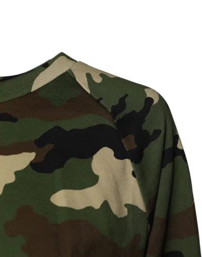 Pre-owned Dolce & Gabbana Multicolor Camou Cropped Sweatshirt Women's Sweater ()