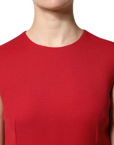 Dolce & Gabbana Red Wool Sleeveless Knee Length A-line Dress In Red
