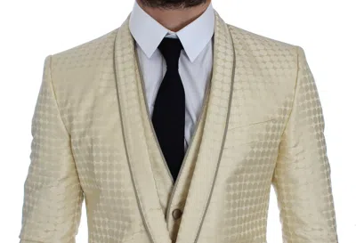 Dolce & Gabbana Beige Polka Dot Silk 2 Piece Blazer In Neutral