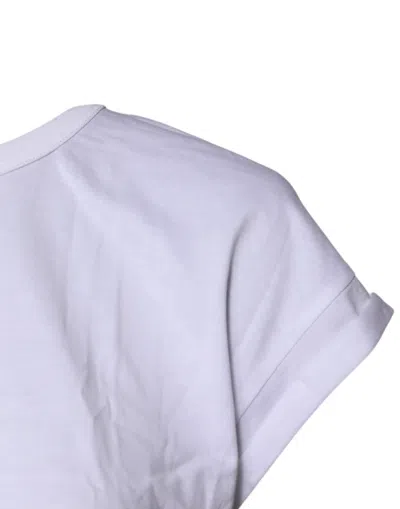 Pre-owned Dolce & Gabbana White Cotton Crew Neck Cropped Top Women's T-shirt ()