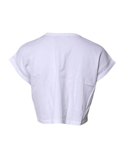 Pre-owned Dolce & Gabbana White Cotton Crew Neck Cropped Top Women's T-shirt ()
