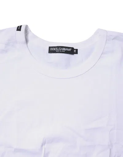 Pre-owned Dolce & Gabbana White Cotton Crew Neck Cropped Top Women's T-shirt ()