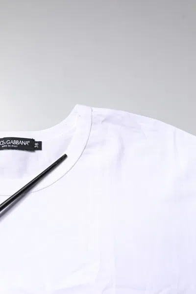 Pre-owned Dolce & Gabbana White Cotton Crew Neck Cropped Top Women's T-shirt ()