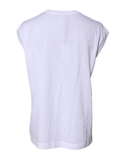 Pre-owned Dolce & Gabbana White Cotton Sleeveless Round Neck Tank Women's Top ()