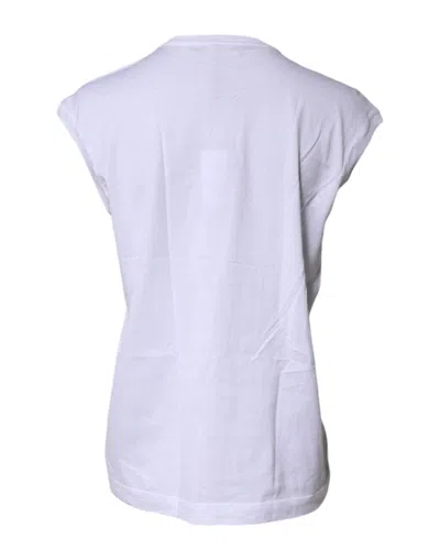 Pre-owned Dolce & Gabbana White Cotton Sleeveless Round Neck Tank Women's Top ()