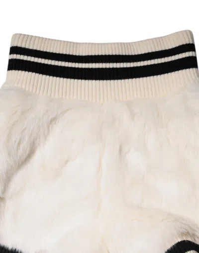 Dolce & Gabbana White Faux Fur High Waisted Hot Pants Short In White