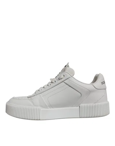 Pre-owned Dolce & Gabbana White Miami Leather Low Top Sneakers Women's Shoes ()