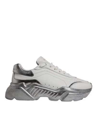 Pre-owned Dolce & Gabbana White Silver Daymaster Low Top Sneaker Women's Shoes ()