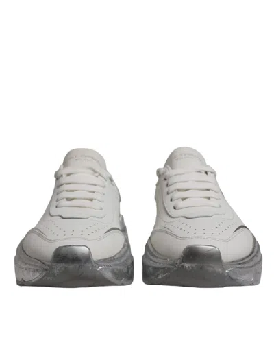 Pre-owned Dolce & Gabbana White Silver Daymaster Low Top Sneaker Women's Shoes ()