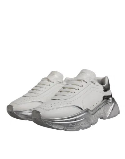 Pre-owned Dolce & Gabbana White Silver Daymaster Low Top Sneaker Women's Shoes ()