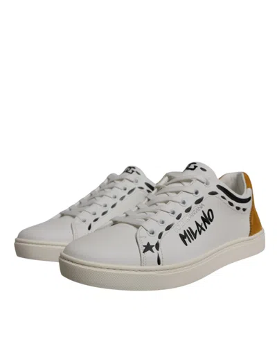 Dolce & Gabbana White Suede Leather Low Top Sneakers Men's Shoes