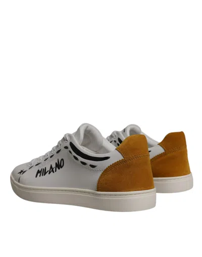 Dolce & Gabbana White Suede Leather Low Top Sneakers Men's Shoes