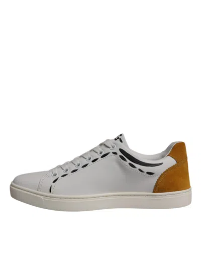 Dolce & Gabbana White Suede Leather Low Top Sneakers Men's Shoes