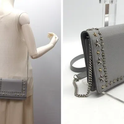Pre-owned Jimmy Choo Light Gray Leather Chain/shoulder Wallet ()