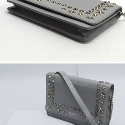 Pre-owned Jimmy Choo Light Gray Leather Chain/shoulder Wallet ()
