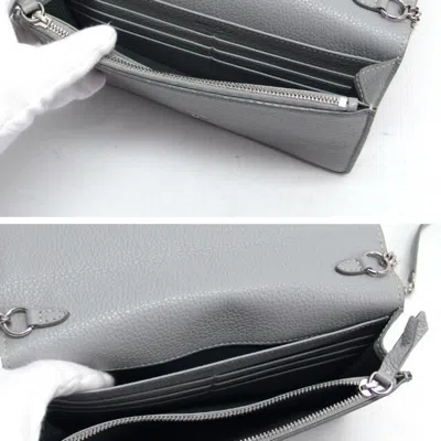 Pre-owned Jimmy Choo Light Gray Leather Chain/shoulder Wallet ()
