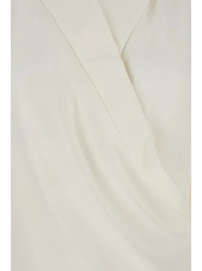 Theory White Blouse With Peak Revers And Crossover Neck In White