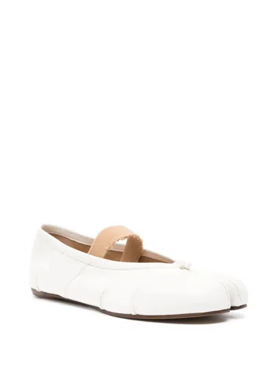 Maison Margiela Ivory Lamb Leather Ballerinas With Delicate Instep Strap
