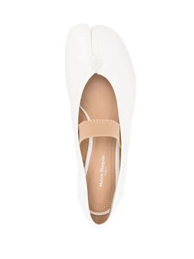 Maison Margiela Ivory Lamb Leather Ballerinas With Delicate Instep Strap
