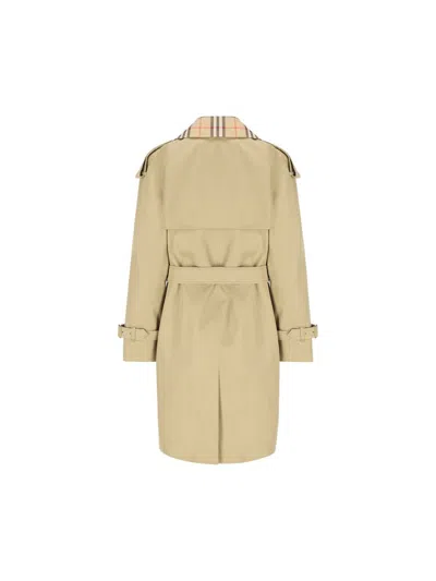 Burberry Castleford Check Collar Shower Resistant Cotton Gabardine Short Trench Coat In Gray