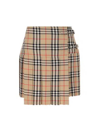 Burberry Vintage Check Wool Kilt In Multi