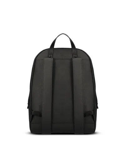 Prada Mens Black Logo-plaque Saffiano-leather Backpack In Black
