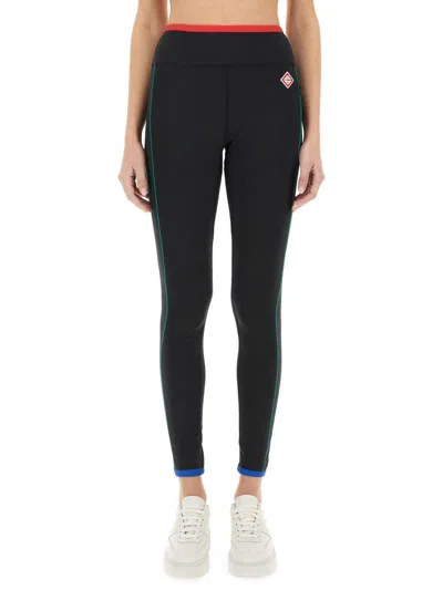 Casablanca High-waisted Sports Leggings With Side Stripe Accents