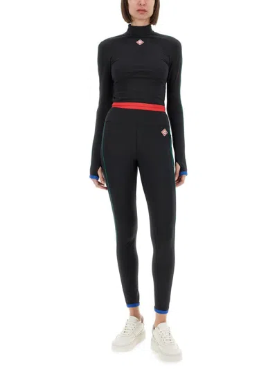 Casablanca High-waisted Sports Leggings With Side Stripe Accents