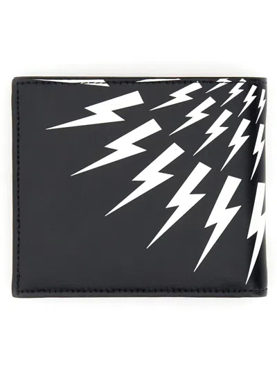 Neil Barrett Bifold Wallet With Bold Lightning Bolt Graphics