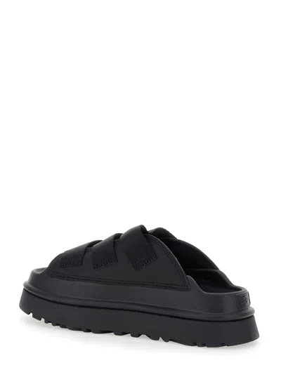 Ugg Golden Glow Black Sandals With Round Open Toe In Tech Fabric Woman In Black