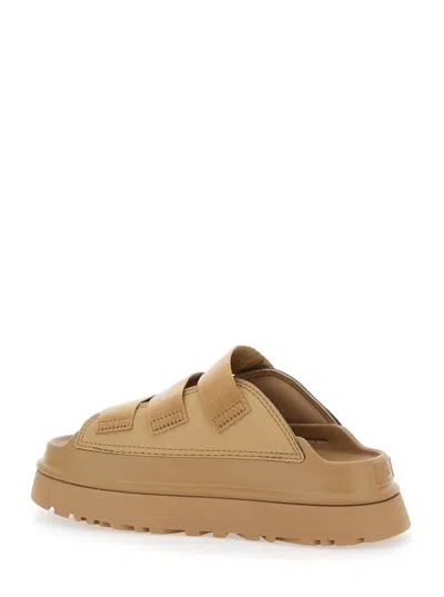 Ugg Golden Glow Beige Sandals With Round Open Toe In Tech Fabric Woman