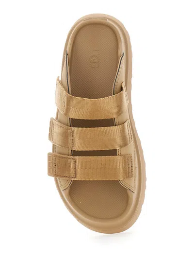 Ugg Golden Glow Beige Sandals With Round Open Toe In Tech Fabric Woman