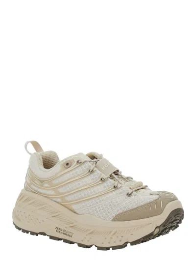 Hoka White And Beige Stinson Sneakers