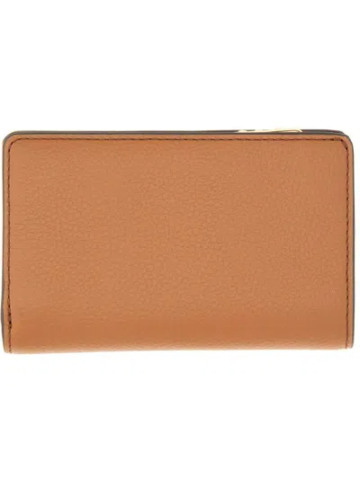 Michael Kors Textured Leather Fold-over Wallet In Brown