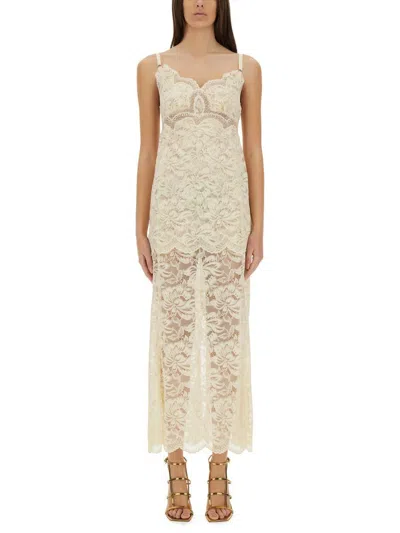 Rabanne Ivory Stretch Lace Evening Dress