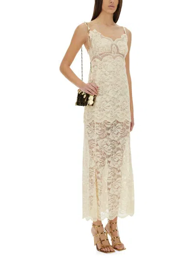 Rabanne Ivory Stretch Lace Evening Dress