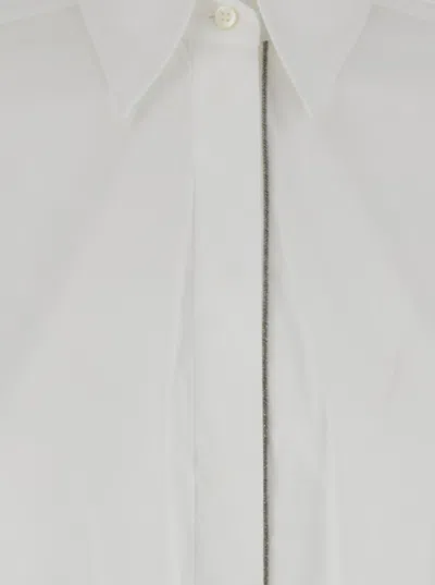 Brunello Cucinelli Oversized White Shirt With Monile Detail