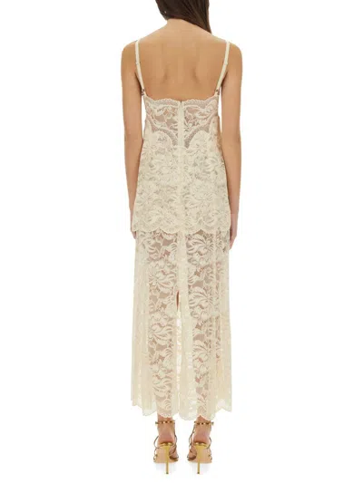 Rabanne Ivory Stretch Lace Evening Dress