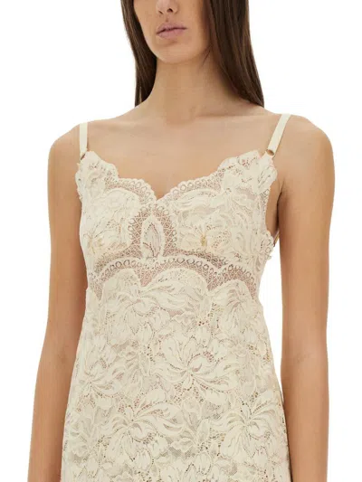 Rabanne Ivory Stretch Lace Evening Dress