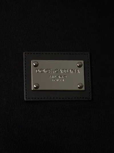 Dolce & Gabbana Black T-shirt With Logo Tag Detail On The Front In Cotton Man