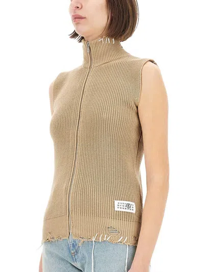 Mm6 Maison Margiela Mm6 By Maison Margiela High Collar Knitted Vest