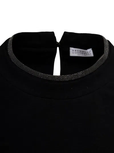 Brunello Cucinelli Embellished Crewneck T-shirt In Black